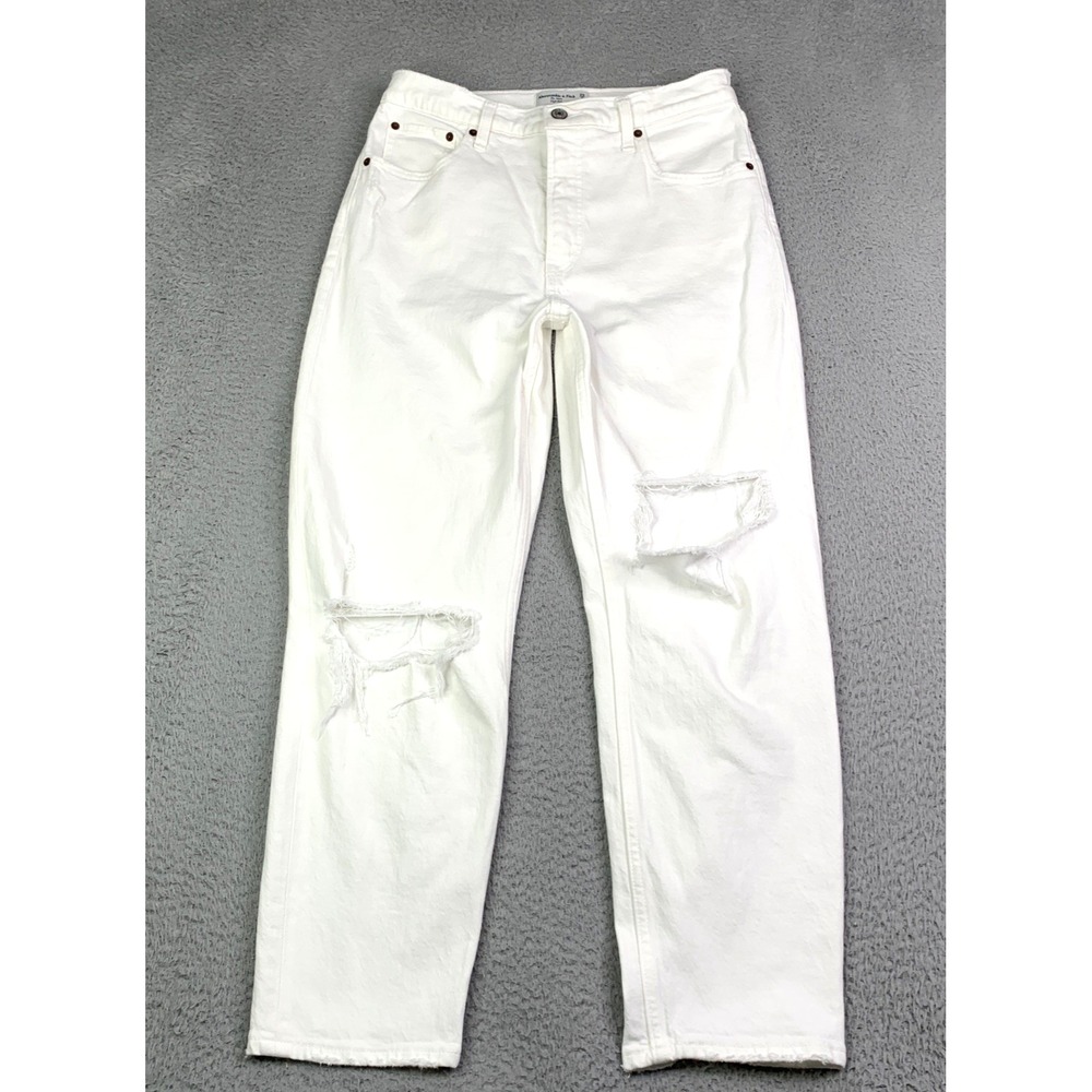 Abercrombie And Fitch Womens Size 28/8 The Mom High Rise Jeans White Distressed